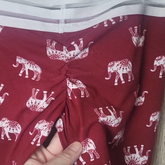 Cute Booty Leggings Kelli Nishimoto Sz XS Red White Elephant - Picture 5 of 8